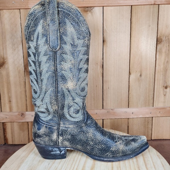 Old Gringo Boots Womens 8 Black Razz Distressed Leather Western Cowboy Ranch - Picture 5 of 8